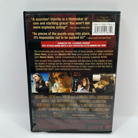 21 Grams DVD Sean Penn R Rated Focus Features Film Pre Owned - Picture 2 of 4